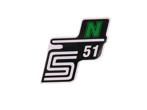 logo foil / sticker S51 N green for Simson S51 OEM STANDARD MOTOVEIKALS 21