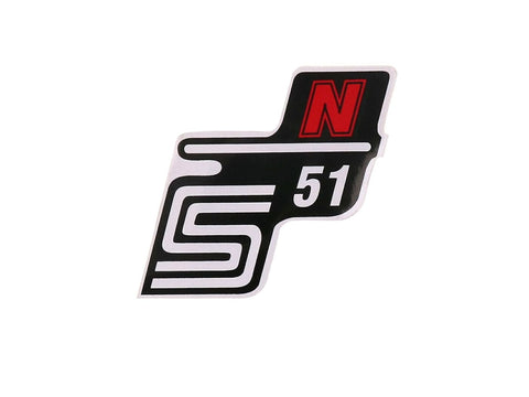 logo foil / sticker S51 N red for Simson S51 OEM STANDARD MOTOVEIKALS 21