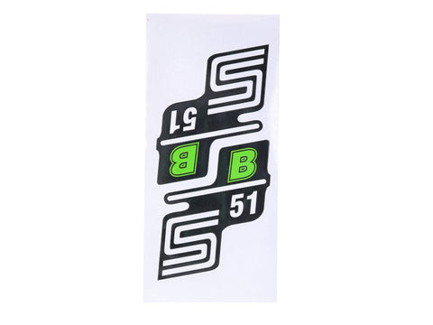 logo set foil / sticker S51 B green for Simson S51 OEM STANDARD MOTOVEIKALS 21
