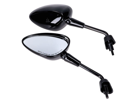 mirror set M8 short, black glossy for Vespa GTS HPE, Sprint, Primavera 101 OCTANE MOTOVEIKALS 21