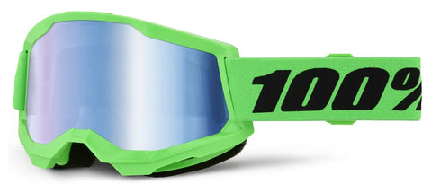 Motokrosa brilles 100% Strata 2 Green / Mirror Blue Lens 100% MOTOVEIKALS 21