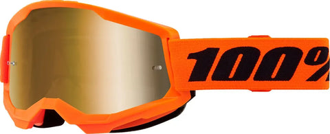 Motokrosa brilles 100% Strata 2 Neon Orange / Mirror Gold Lens 100% MOTOVEIKALS 21