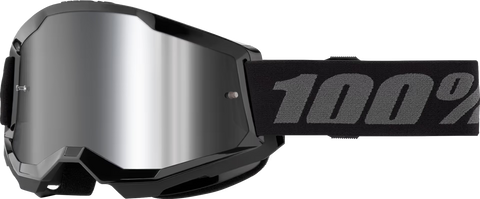 Motokrosa (MX) brilles 100% Strata 2 Junior Black Mirror Silver 100% MOTOVEIKALS 21