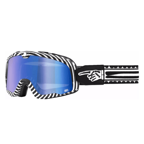 MX aizsargbrilles 100% BARSTOW black - white / blue mirror 100% MOTOVEIKALS 21