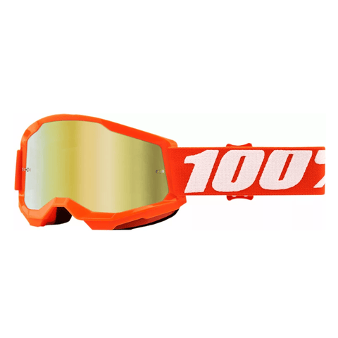 MX aizsargbrilles 100% STRATA 2 JUNIOR orange / mirror gold 100% MOTOVEIKALS 21
