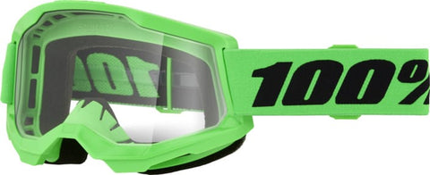 MX brilles 100% Strata 2 Neon Green Clear Lens 100% MOTOVEIKALS 21
