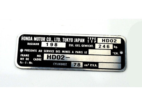 Nameplate for Honda MT 80 DIVERSE / IMPORT MOTOVEIKALS 21