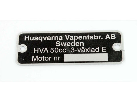 Nameplate for Husqvarna 50cc 3 speed engine DIVERSE / IMPORT MOTOVEIKALS 21