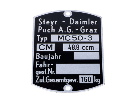 Nameplate frame 60 x 40mm for Puch MC 50-3 DIVERSE / IMPORT MOTOVEIKALS 21