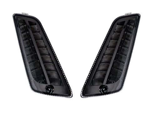 Pair of front indicators -MOTO NOSTRA 2K22 (-2014) dynamic LED sequential light, day time running light (E-mark)- Vespa GT, GTL, GTV, GTS 125-300 - smoked MOTO NOSTRA MOTOVEIKALS 21