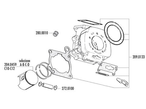 piston kit Polini 165cc 64mm (C) for Cagiva 125 2T LC C10, C12 POLINI MOTOVEIKALS 21