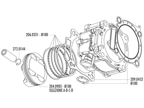 piston kit Polini 490cc 100mm (D) for Honda CRF 450 02-05 POLINI MOTOVEIKALS 21