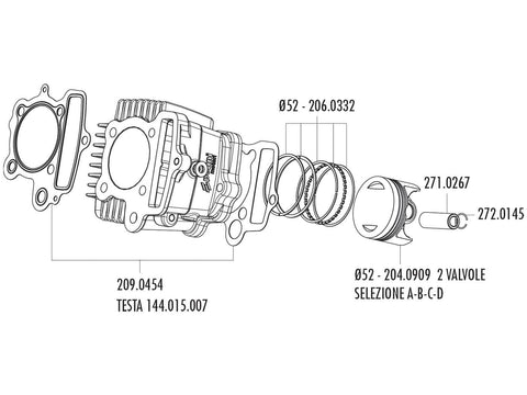 piston kit Polini 87cc 52mm (C) for Honda XR 50, Polini XP4T 50 POLINI MOTOVEIKALS 21