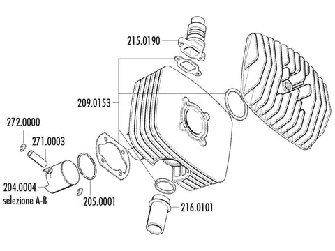 piston kit Polini series 6000 48mm (D) for Sachs mopeds POLINI MOTOVEIKALS 21