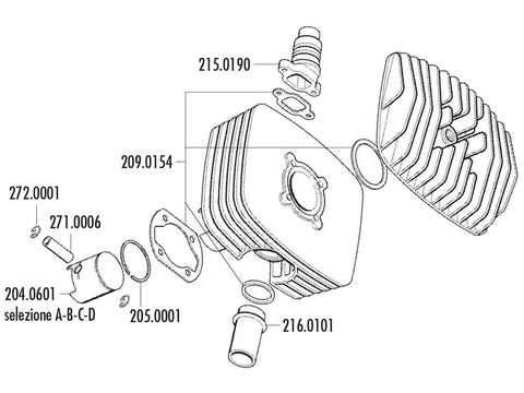 piston kit Polini series 6000 80cc 48mm (C) for Zündapp Corsa 50 POLINI MOTOVEIKALS 21