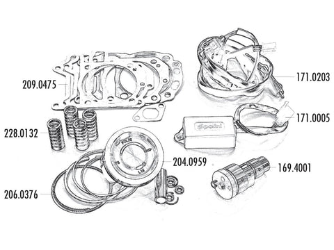 piston ring set Polini 300cc 75mm for Piaggio 300ie 4T LC Quasar POLINI MOTOVEIKALS 21