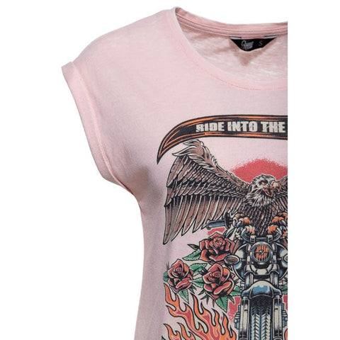 Queen Kerosin Ride into the wild t-shirt peachskin KING KEROSIN MOTOVEIKALS 21