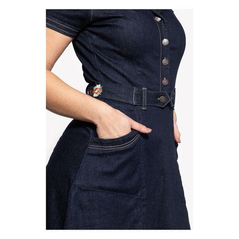 Queen Kerosin Swing Denim dress dark blue KING KEROSIN MOTOVEIKALS 21