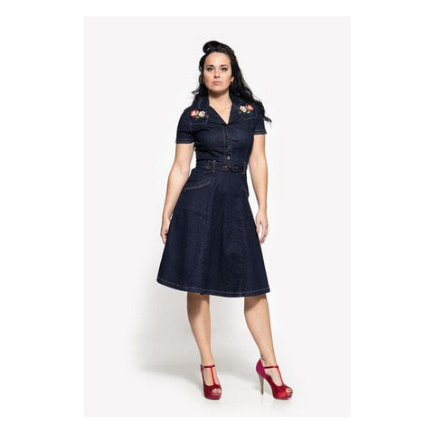 Queen Kerosin Swing Denim dress dark blue KING KEROSIN MOTOVEIKALS 21