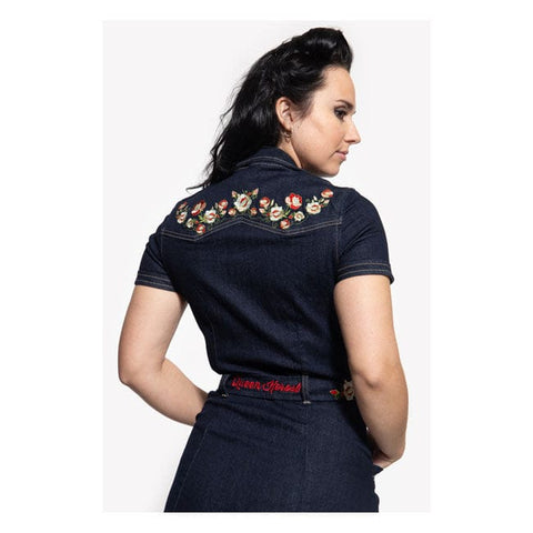 Queen Kerosin Swing Denim dress dark blue KING KEROSIN MOTOVEIKALS 21