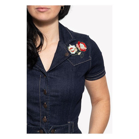 Queen Kerosin Swing Denim dress dark blue KING KEROSIN MOTOVEIKALS 21