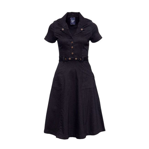 Queen Kerosin Swing worker dress black/rinsed wash KING KEROSIN MOTOVEIKALS 21