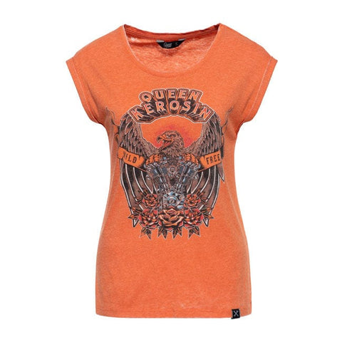 Queen Kerosin Wild & Free t-shirt harvest pumpkin KING KEROSIN MOTOVEIKALS 21