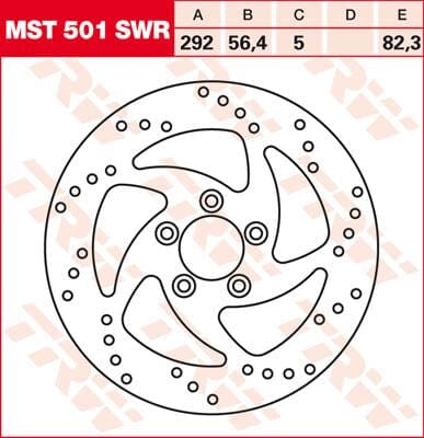 Rear Brake Disc Bt Swept Right TRW TRW MOTOVEIKALS 21