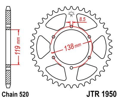 Rear Sprocket 48T 520 JT SPROCKETS JT SPROCKETS MOTOVEIKALS 21
