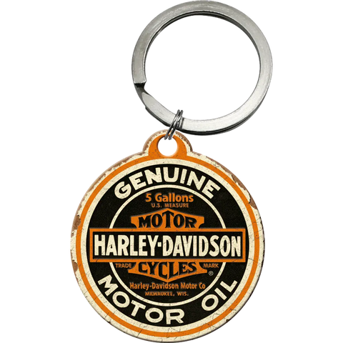 Retro atslēgu piekariņš Harley-Davidson Genuine Motor Oil Ø 4 cm NOSTALGIC ART MOTOVEIKALS 21