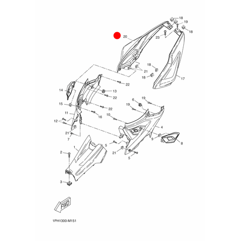Sānu panelis Yamaha Aerox 2013 RH OEM: 1PH-F1741-00-P6 YAMAHA OEM MOTOVEIKALS 21