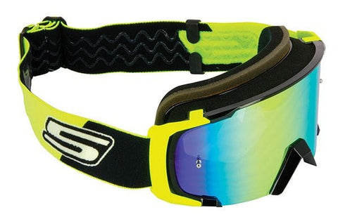 SCRUB MX goggle Yellow fluo black - Yellow/black strap White logo-Iridium screen S-LINE MOTOVEIKALS 21