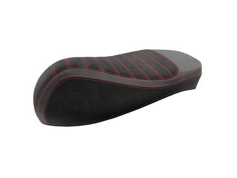 seat cover black, red stitch seam for Vespa GTS 125, 300 JN SEATS MOTOVEIKALS 21