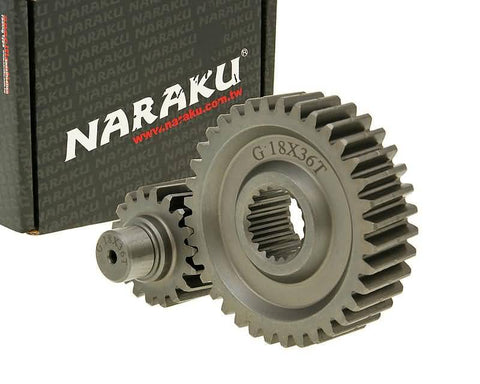 secondary transmission gear up kit Naraku racing 18/36 +35% for GY6 125/150cc 152/157QMI NARAKU MOTOVEIKALS 21
