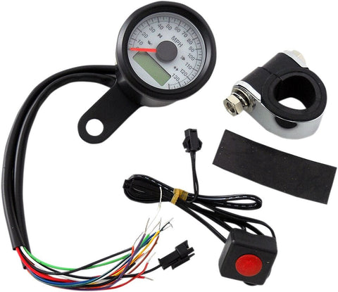 Speedo W/4Lts Mph Blk/Wht DRAG SPECIALTIES DRAG SPECIALTIES MOTOVEIKALS 21