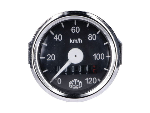 speedometer Schmitt 120km/h round shape 48mm for Simson, MZ GS, Hercules moped SCHMITT MOTOVEIKALS 21