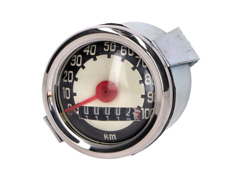 Speedometer universal 100km/h 48mm white for Puch, Zündapp, Hercules Simson OEM STANDARD MOTOVEIKALS 21