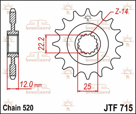 Sprocket Front 12T 520 JT SPROCKETS JT SPROCKETS MOTOVEIKALS 21