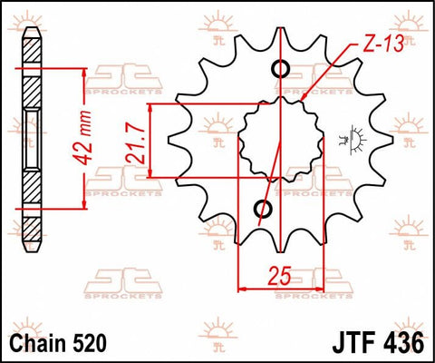 Sprocket Front 13T 520 JT SPROCKETS JT SPROCKETS MOTOVEIKALS 21