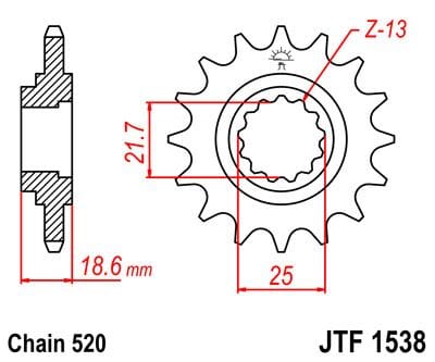 Sprocket Front 13T 520 JT SPROCKETS JT SPROCKETS MOTOVEIKALS 21