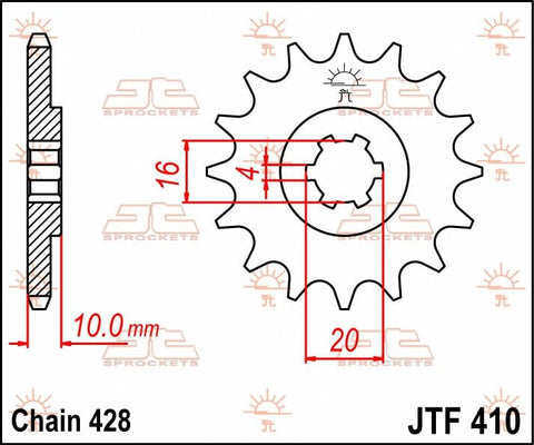 Sprocket Front 14T 428 JT SPROCKETS JT SPROCKETS MOTOVEIKALS 21