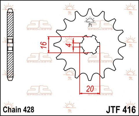 Sprocket Front 14T 428 JT SPROCKETS JT SPROCKETS MOTOVEIKALS 21