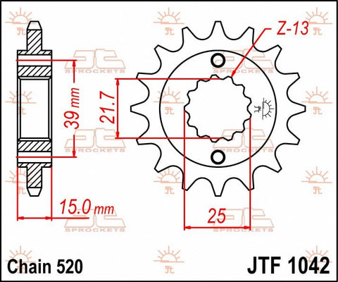 Sprocket Front 14T 520 JT SPROCKETS JT SPROCKETS MOTOVEIKALS 21