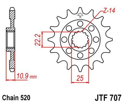 Sprocket Front 14T 520 JT SPROCKETS JT SPROCKETS MOTOVEIKALS 21