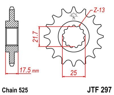 Sprocket Front 15T 525 Ru JT SPROCKETS JT SPROCKETS MOTOVEIKALS 21