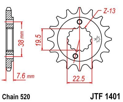 Sprocket Front 16T 520 JT SPROCKETS JT SPROCKETS MOTOVEIKALS 21