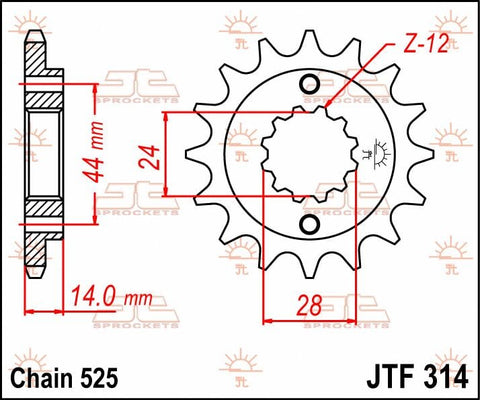 Sprocket Front 16T 525 JT SPROCKETS JT SPROCKETS MOTOVEIKALS 21