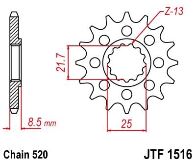 Sprocket Front 17T 520 JT SPROCKETS JT SPROCKETS MOTOVEIKALS 21