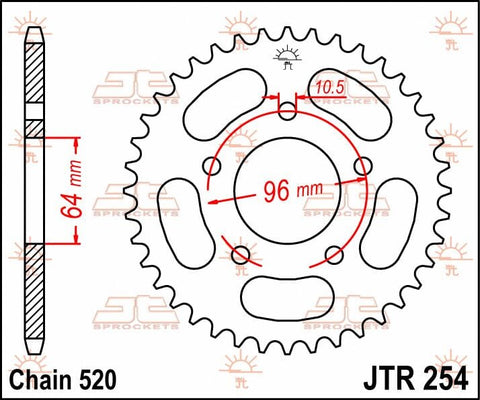 Sprocket Rear 37T 520 JT SPROCKETS JT SPROCKETS MOTOVEIKALS 21