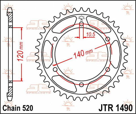 Sprocket Rear 37T 520 JT SPROCKETS JT SPROCKETS MOTOVEIKALS 21